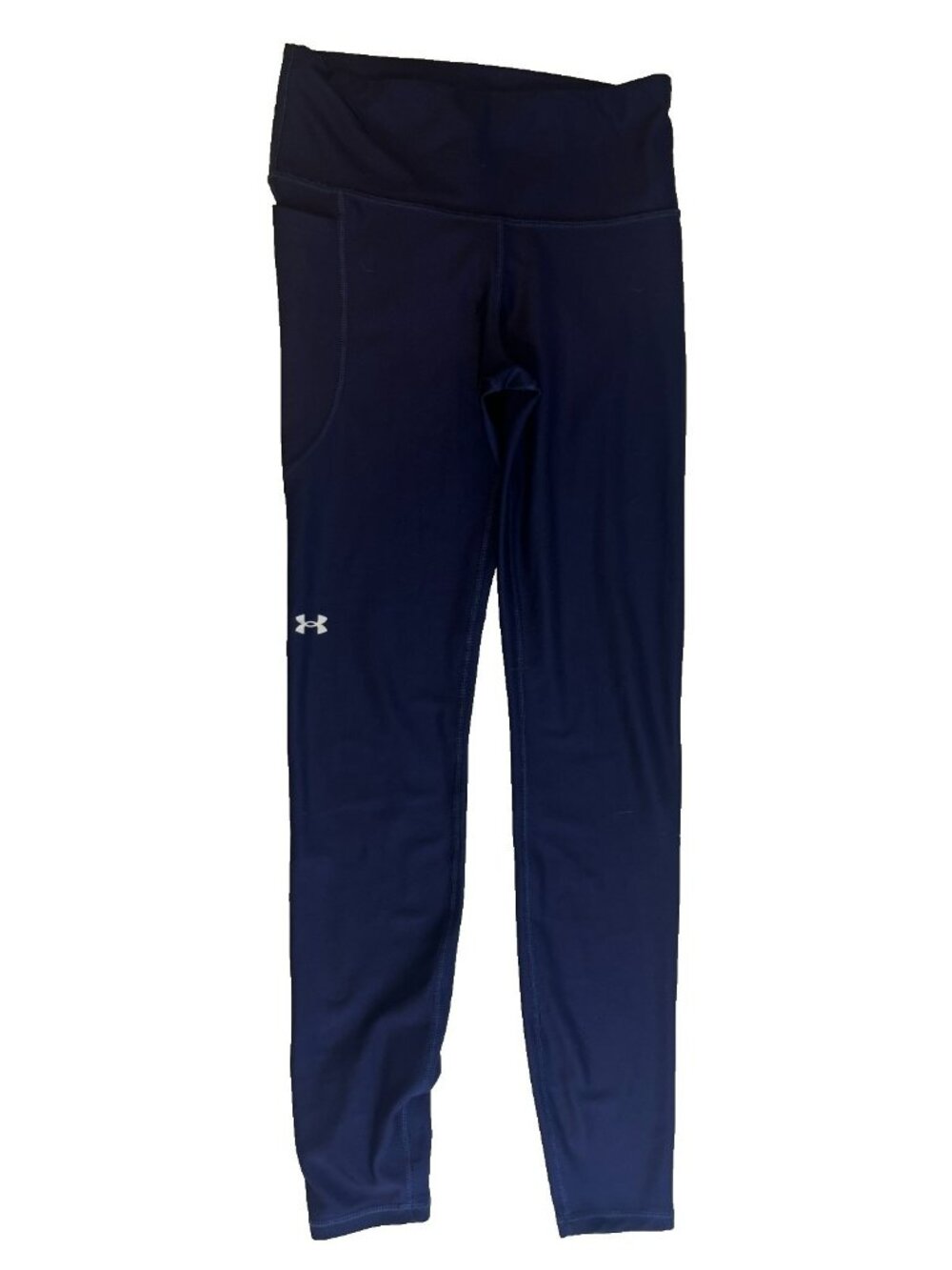 Under Armour Womens Small Navy Blue HeatGear Fitted Compression Leggings Pockets